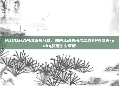 PUBG游戏网络连接问题,如何正确关闭代理或VPN设置-pubg翻墙怎么取消