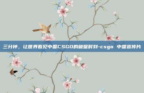 三分钟，让世界看见中国CSGO的破壁时刻-csgo 中国宣传片