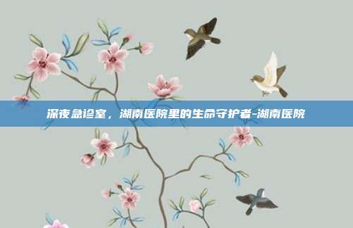 深夜急诊室，湖南医院里的生命守护者-湖南医院
