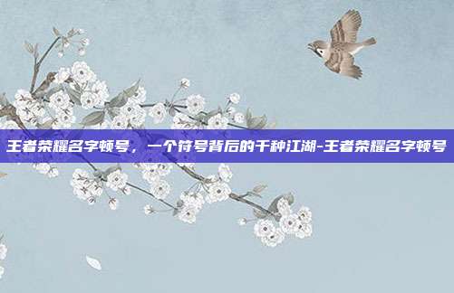 王者荣耀名字顿号，一个符号背后的千种江湖-王者荣耀名字顿号