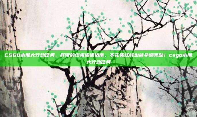 CSGO本期大行动任务，肝帝的终极速通指南，不花冤枉钱也能拿满奖励！csgo本期大行动任务