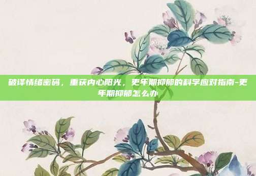 破译情绪密码,重获内心阳光,更年期抑郁的科学应对指南-更年期抑郁怎么办