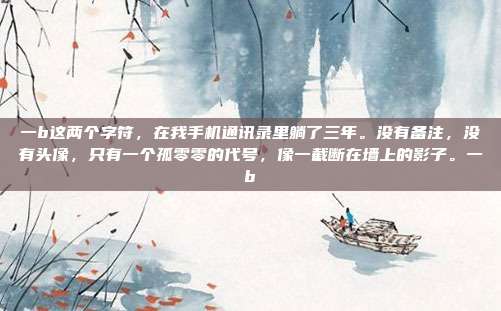 一b这两个字符，在我手机通讯录里躺了三年。没有备注，没有头像，只有一个孤零零的代号，像一截断在墙上的影子。一b