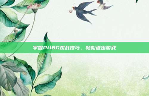 掌握PUBG观战技巧，轻松退出游戏