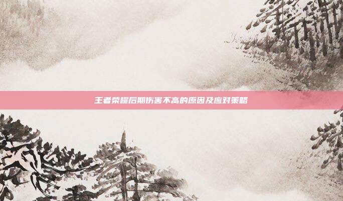王者荣耀后期伤害不高的原因及应对策略