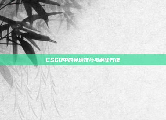 CSGO中的穿墙技巧与解除方法