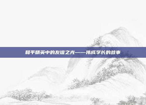 和平精英中的友谊之光——伟成学长的故事