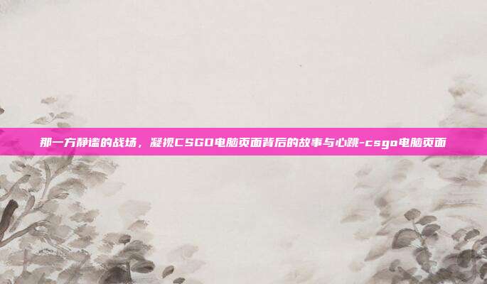 那一方静谧的战场，凝视CSGO电脑页面背后的故事与心跳-csgo电脑页面