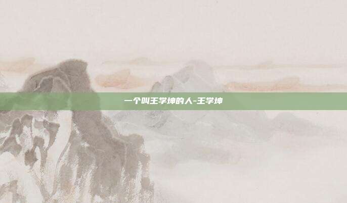 一个叫王学坤的人-王学坤