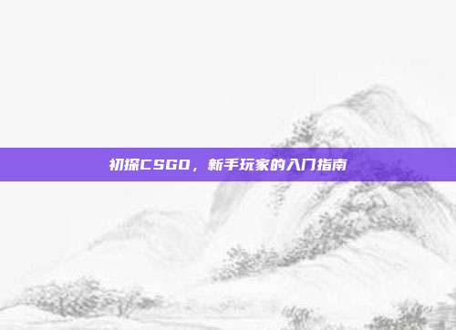 初探CSGO，新手玩家的入门指南