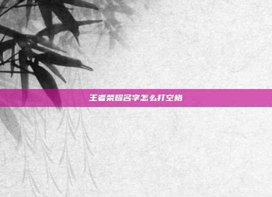王者荣耀名字怎么打空格
