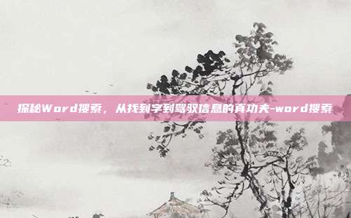 探秘Word搜索，从找到字到驾驭信息的真功夫-word搜索