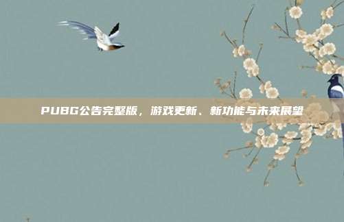 PUBG公告完整版，游戏更新、新功能与未来展望