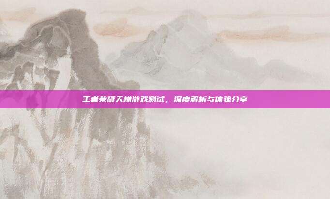 王者荣耀天梯游戏测试，深度解析与体验分享