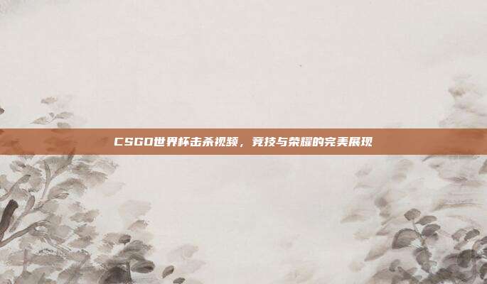 CSGO世界杯击杀视频,竞技与荣耀的完美展现