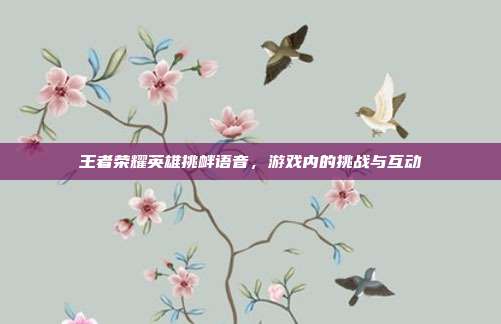 王者荣耀英雄挑衅语音,游戏内的挑战与互动