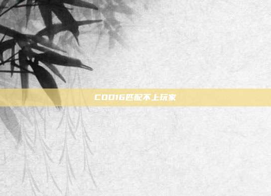 COD16匹配不上玩家