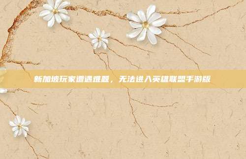 新加坡玩家遭遇难题,无法进入英雄联盟手游版