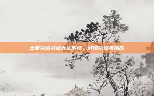 王者荣耀武道大会成就,解锁荣耀与挑战