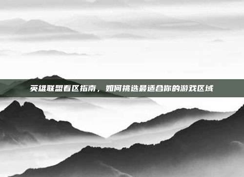 英雄联盟看区指南,如何挑选最适合你的游戏区域