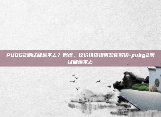 PUBG2测试版进不去?别慌,这份排查指南帮你解决-pubg2测试版进不去