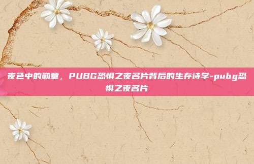 夜色中的勋章,PUBG恐惧之夜名片背后的生存诗学-pubg恐惧之夜名片