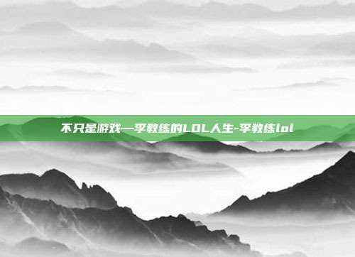 不只是游戏—李教练的LOL人生-李教练lol