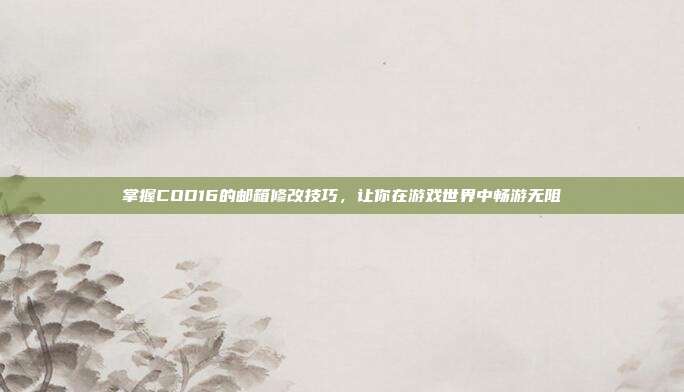 掌握COD16的邮箱修改技巧,让你在游戏世界中畅游无阻