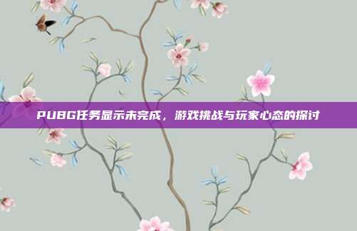 PUBG任务显示未完成，游戏挑战与玩家心态的探讨