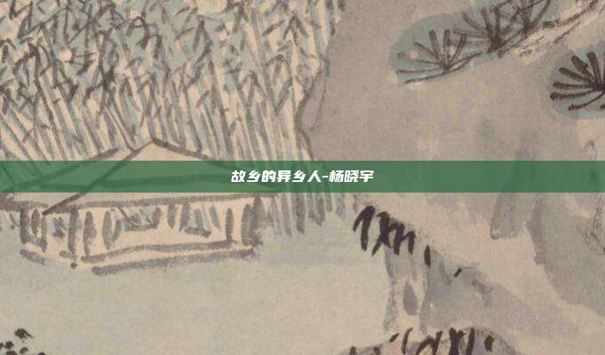 故乡的异乡人-杨晓宇