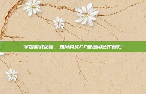 掌握游戏秘籍，如何购买CF普通角色扩展栏