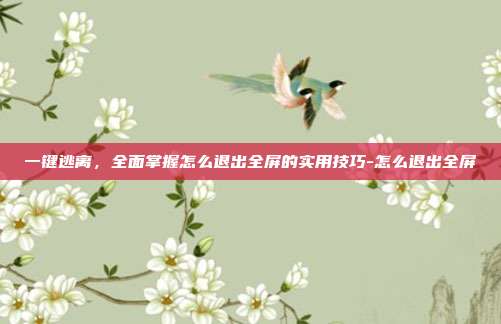 一键逃离，全面掌握怎么退出全屏的实用技巧-怎么退出全屏