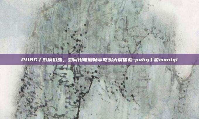 PUBG手游模拟器,如何用电脑畅享吃鸡大屏体验-pubg手游moniqi