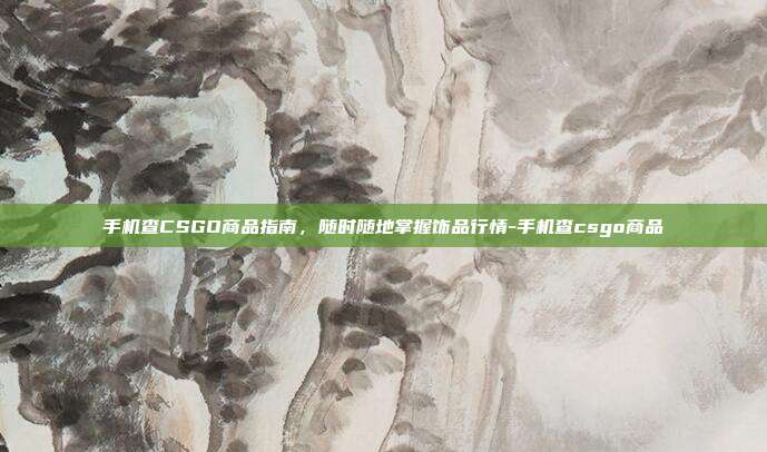 手机查CSGO商品指南，随时随地掌握饰品行情-手机查csgo商品