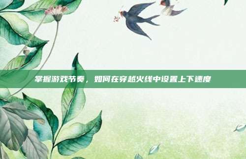 掌握游戏节奏，如何在穿越火线中设置上下速度