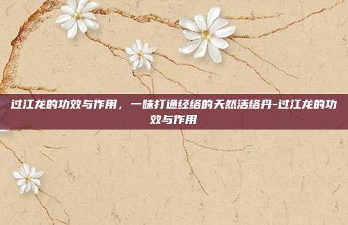 过江龙的功效与作用，一味打通经络的天然活络丹-过江龙的功效与作用