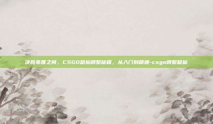 决胜毫厘之间，CSGO鼠标调整秘籍，从入门到精通-csgo调整鼠标