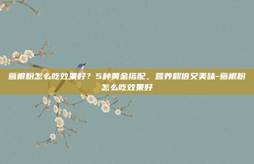 葛根粉怎么吃效果好?5种黄金搭配,营养翻倍又美味-葛根粉怎么吃效果好