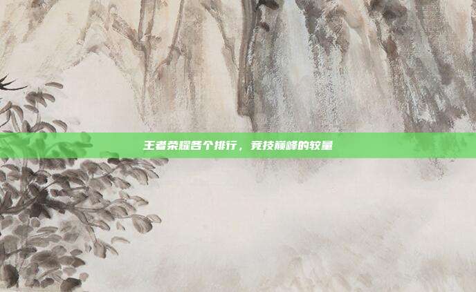 王者荣耀各个排行，竞技巅峰的较量