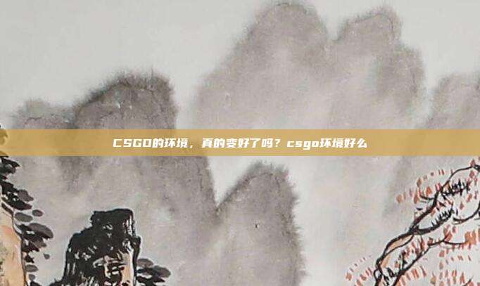 CSGO的环境，真的变好了吗？csgo环境好么