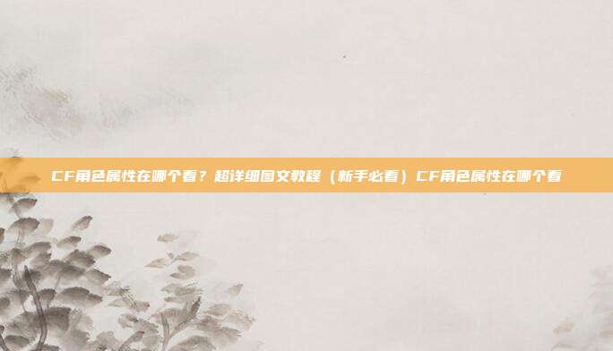 CF角色属性在哪个看？超详细图文教程（新手必看）CF角色属性在哪个看