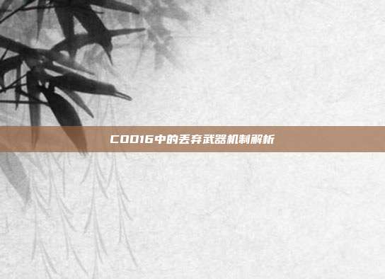 COD16中的丢弃武器机制解析