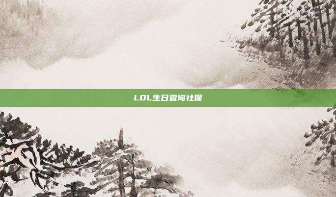LOL生日查询社保