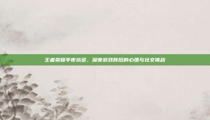王者荣耀半夜坑多,深夜游戏背后的心理与社交挑战