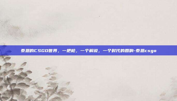 泰恩的CSGO世界,一把枪,一个解说,一个时代的回响-泰恩csgo