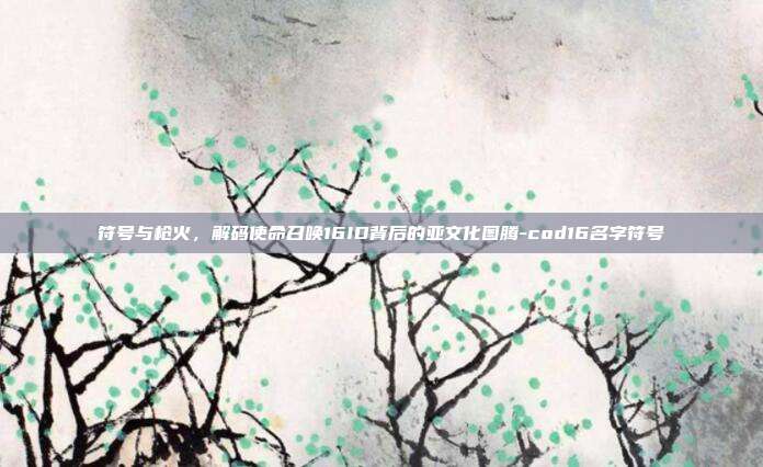 符号与枪火,解码使命召唤16ID背后的亚文化图腾-cod16名字符号