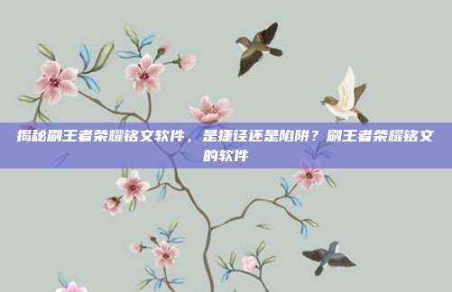 揭秘刷王者荣耀铭文软件，是捷径还是陷阱？刷王者荣耀铭文的软件