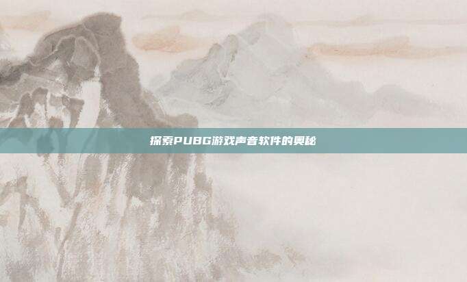 探索PUBG游戏声音软件的奥秘