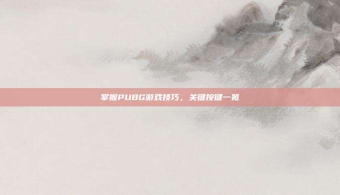 掌握PUBG游戏技巧,关键按键一览