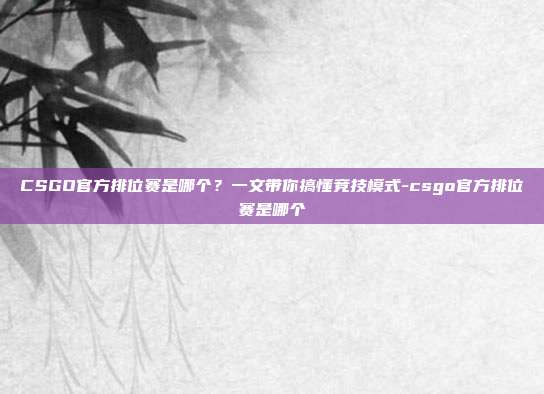 CSGO官方排位赛是哪个?一文带你搞懂竞技模式-csgo官方排位赛是哪个